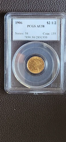 1906 P $2.5 Gold Liberty Head Quarter Eagle, NGC AU-58