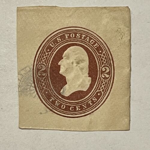 FLOWER WHEEL FANCY CANCEL ON 2C BROWN WASHINGTON UNITED STATES CUT SQUARE - Picture 1 of 2