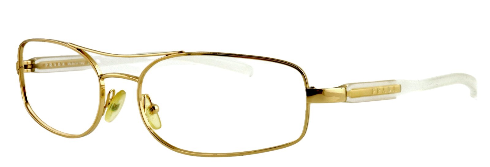 Prada SPR53E 5AK-7H1 55mm Gold Frost Clear Eyeglasses Sunglasses Frames Made in Italy  