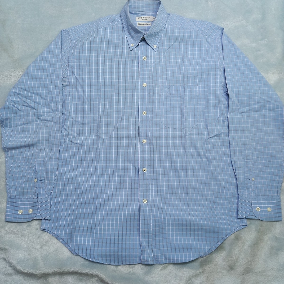 Vintage Yves Saint Laurent Dress Shirt Men's Pale Blue Stripe