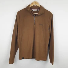 Regatta Elgrid Fleece Mens Medium Brown 1/2 Zip Mid Weight Outdoor Walking