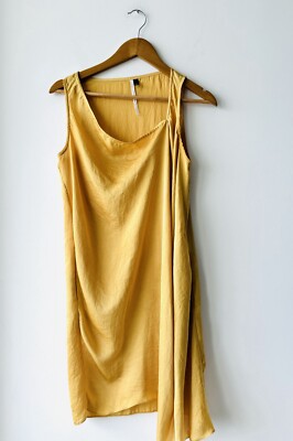 TOPSHOP Dress Gold Silk Mini Sleeveless Drapey Womens 2 Glam Hollywood  Party | eBay