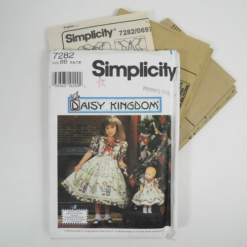 Simplicity 7282 Child Dress Doll Clothing Pattern Size 5-8 Uncut Daisy Kingdom - Picture 9 of 9