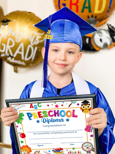 Preschool Graduation Cap and Gown Set, Unisex Kindergarten Graduation Outfit wit - Picture 5 of 12