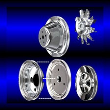 Chrome 5 Pulley Set For Small Block Chevy Short Water Pump Pulleys 283 327 350 Chrome 5 Pulley Set For Small Block Chevy Short Water Pump Pulleys 283 327 350