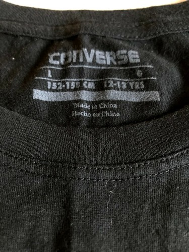 Converse Girls Black/Colored Print 100% Cotton Short Sleeve T-Shirt Sz L (12-13) - Picture 2 of 4