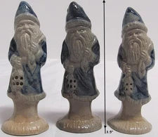 *3* Rowe Pottery 1987 1988 1989 Salt Glazed Santas~Hand Crafted RPW