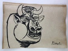 Pablo Picasso COA Art Painting Original Drawing Vintage Paper Signed