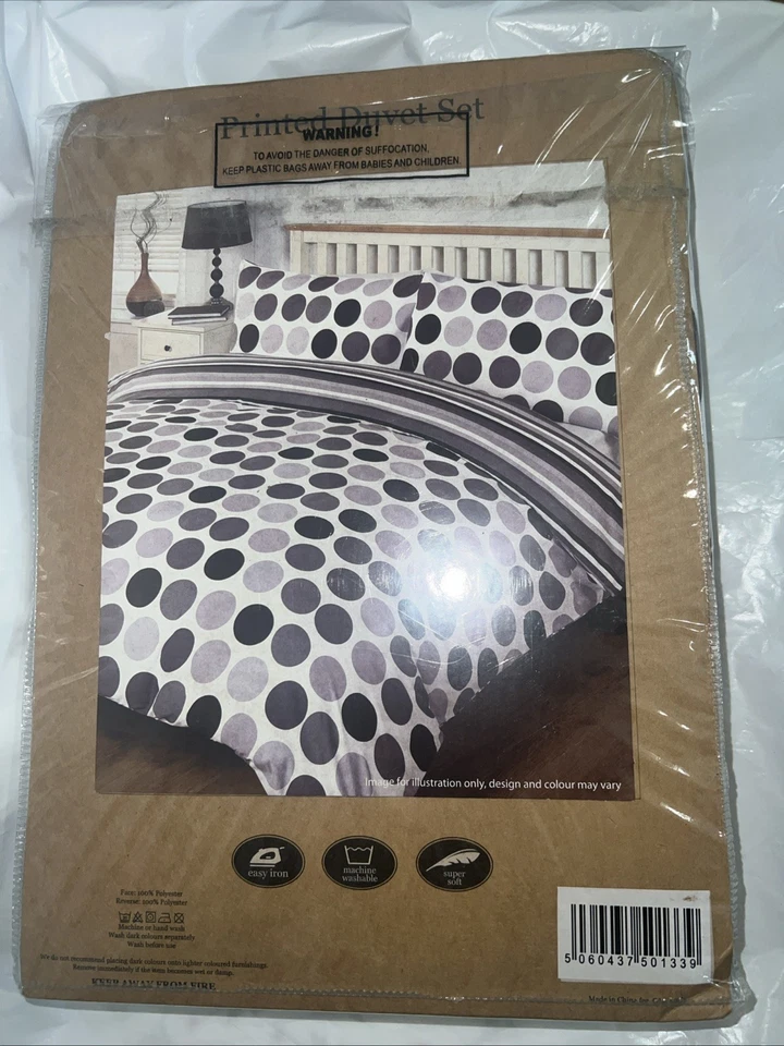 Duvet Set Purple white  Black pie chart King Size Cover and 2 Pillowcases New - Image 2 of 2