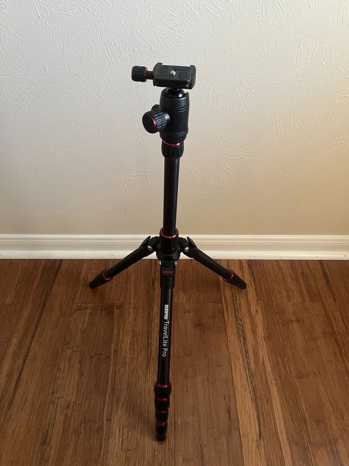 Sunpak - TravelLite Pro Reverse Folding 63" Tripod - Black with Red Accents - Image 3 of 4