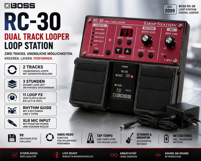 Boss RC-30 Dual Track Looper Loop Station digital (inkl.-Netzteil) DJ Pedale
