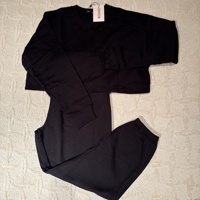 Missguided BLACK Cropped SS and Joggers Co-Ord Set, US 14 Orig $60.00, $14.99!