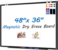 White Board Dry Erase 4' X 3', Magnetic Dry Erase Board for Wall 48" X 36" Alumi