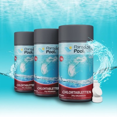 Paradies Pool Chlor Tabletten 20g 3 kg organisch Tabs Desinfektion Wasserpflege