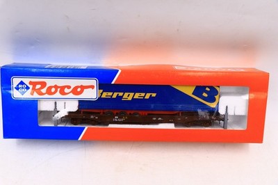 HO Scale Roco 47023 OBB Austrian Well Flat Car Berger Trailer Sealed Parts New