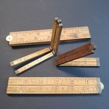 Vintage Folding Wooden Rulers Set of 4