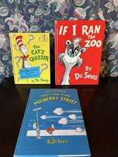 Lot of 3 Out Of Print DR. SEUSS Books HC If I Zoo Cat’s Quizzer Mulberry Banned
