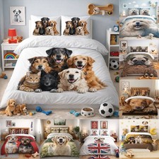 3D Dogs Duvet Cover Set Microfiber Bedding Pillowcases Kids Adults UK Bed Decor