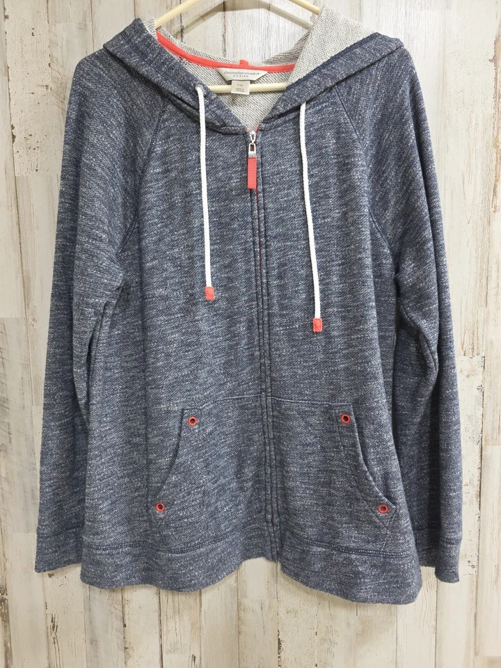 Sudadera con capucha para mujer Christopher & Banks cremallera completa con bolsillos talla P/XL azul Foto 2 de 4