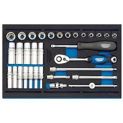 Draper Expert 63532 1/4'' Socket Set in 1/4 Drawer EVA Insert Tray (32 Piece)