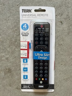 TERK Universal Remote Control 4-Device with Backlit Controls TKRTBL04B