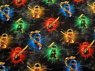 Sommersweat French Terry Ninjago schwarz 50cm x 180cm breit NEU