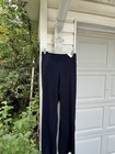NWT Talbots Pretty Navy Linen Blend Side Zip Waist Button Detail Dress Pants 16W — photo 2