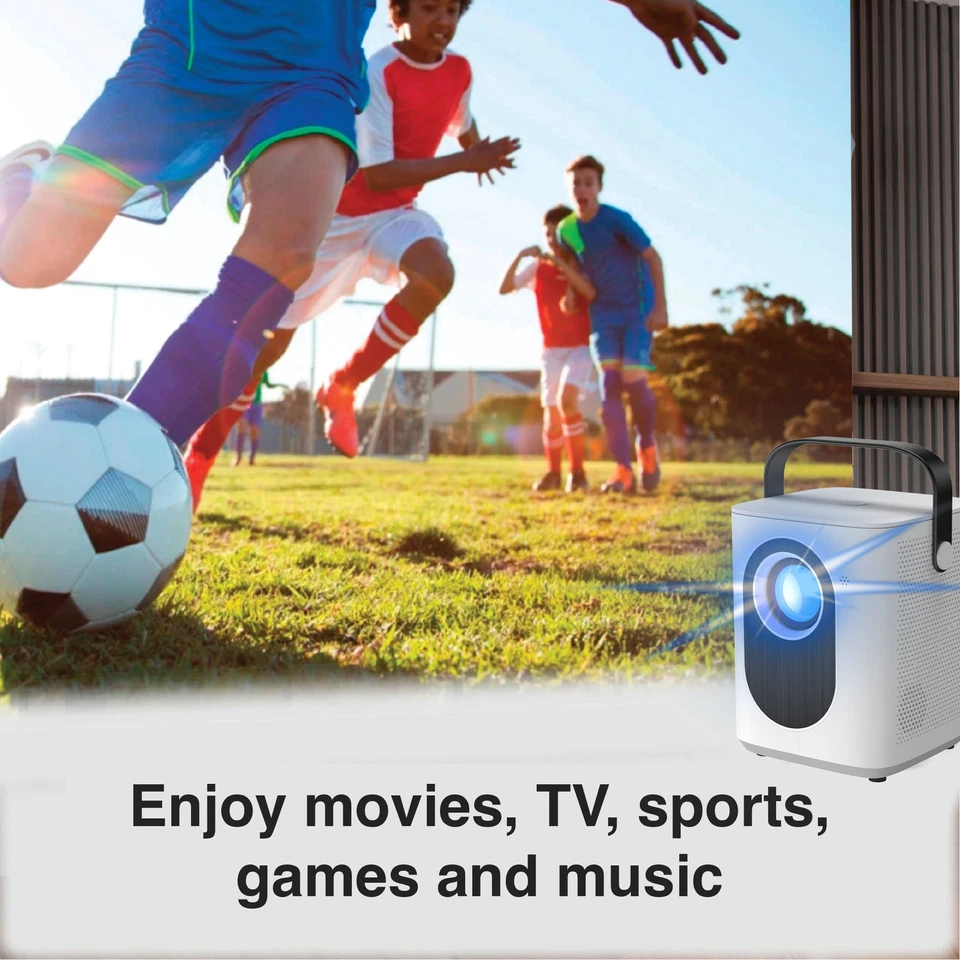 Laser 1080P Android Smart Cube Projector with 120 Inch Screen White - Image 3 of 4