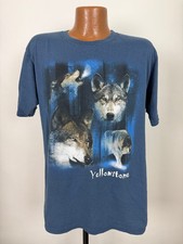 Vintage 90s Y2K Yellowstone National Park Shirt Large Wolf Pack Nature USA Made