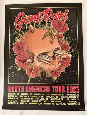 GUNS N ROSES POSTER FOIL NORTH AMERICAN TOUR 2023 GNR AXL SLASH