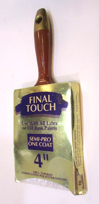 New 4'' Paint Brush Final Touch Latex Oil Semi-Pro One Coat 100% Polyester/Nylon