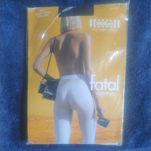 Very Rare Helmut Newton For Wolford Fatal Opaque 80 Tights, Size Large in Mocca