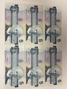 Canadian 5 Dollar Bill 1986 Amazing Conditions each $20 