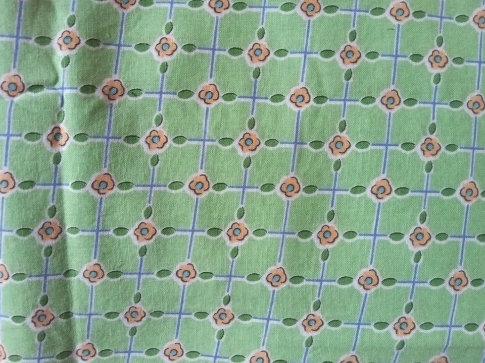 Tecido de colcha de algodão criativo 2009 molas de grade floral verde largura 1 jarda 42" - Imagem 2 de 4