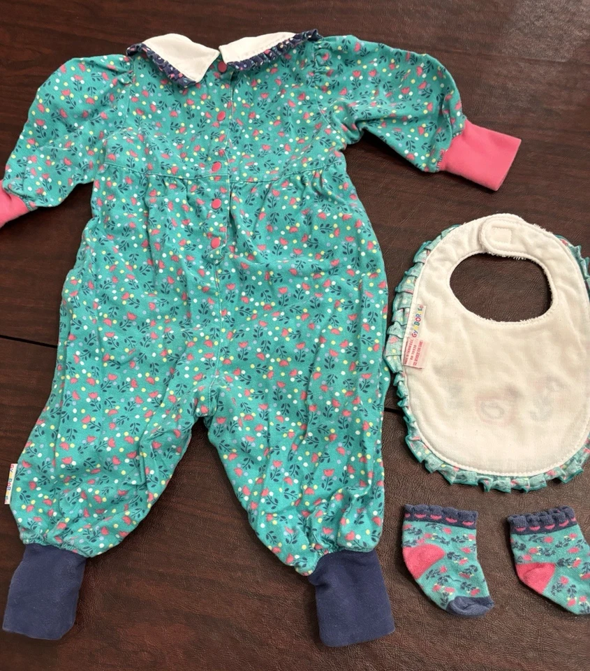 Vintage GYMBOREE Talla Infantil 6M - 12M Etiqueta Arco Iris Verde Mono Mameluco Babero Calcetines Foto 3 de 4