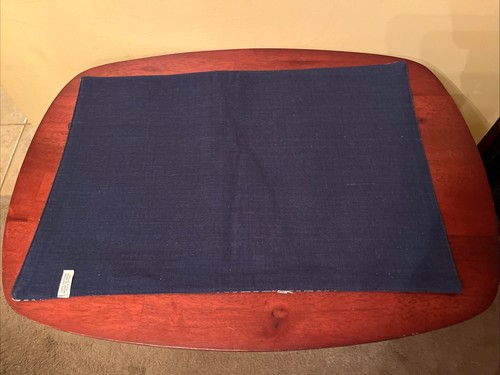 NWOT 6 Table Placemats Navy/White Check w/silver Thread Made~India 19" X 13" - Picture 5 of 5