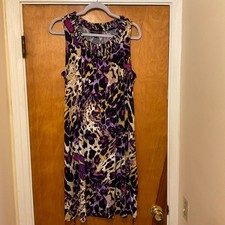 DANA BUCHMAN WOMAN Sleeveless Dress Sz 0X (XL) Stretchy Purple Abstract Print