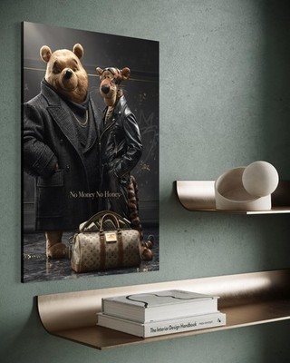 Winnie Pooh Leinwand Bild Wandbild Pop Art Abstrakt Tigger Geld Luxus Business
