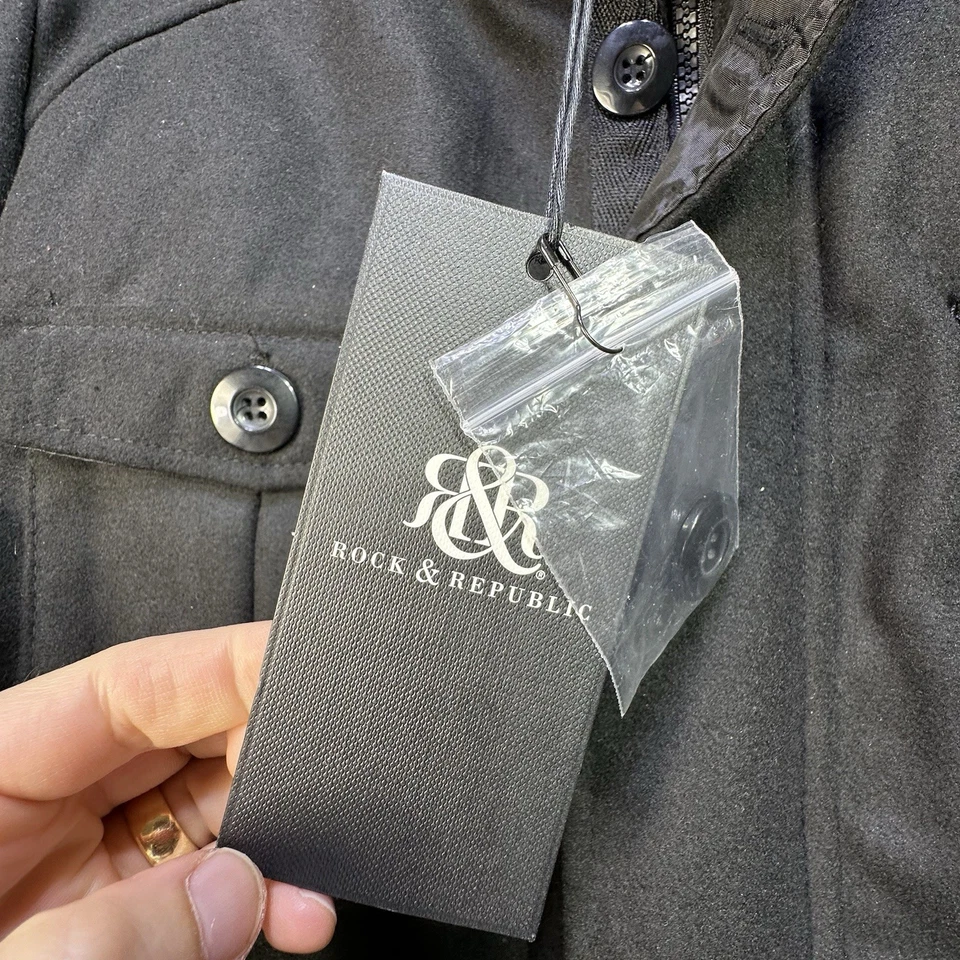 Chaqueta Militar Rock & Republic Negra Para Hombre Grande 42R NUEVA CON ETIQUETAS $150 Foto 2 de 4