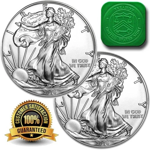 Lot Of 2  2016 American Silver Eagles ASE $1 UNC BU 1 Oz .999 Fine NO RESERVE