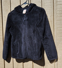 Faded Glory Sweatshirt Black Fleece Full-Zip Hoodie Girls Large 10/12