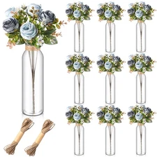 10 Sets Blue Rose Table Centerpiece Decor Bulk for Wedding, Artificial Blue F...