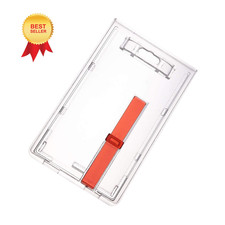 Fallen One 2 Pack Hard Plastic Vertical ID Badge Card Holder with 2 Pack, Red 