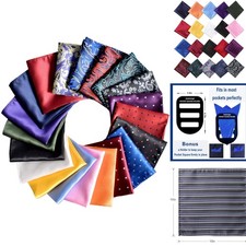 20 Pk Men's Pocket Squares Assorted Colors Handkerchief Set with Gift Box Holder