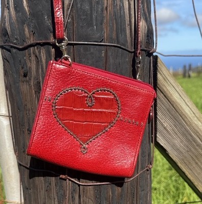 Brighton Red Leather Heart Crossbody Bag Pouch Mini | eBay