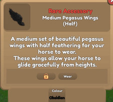 🐴Wild Horse Islands🏝️Medium Pegasus Wings (Half) Obsidian🪽