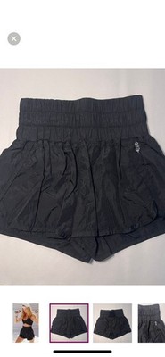 Free People Movement Womens Black Elastic Waist Pull On Athletic Shorts Size L