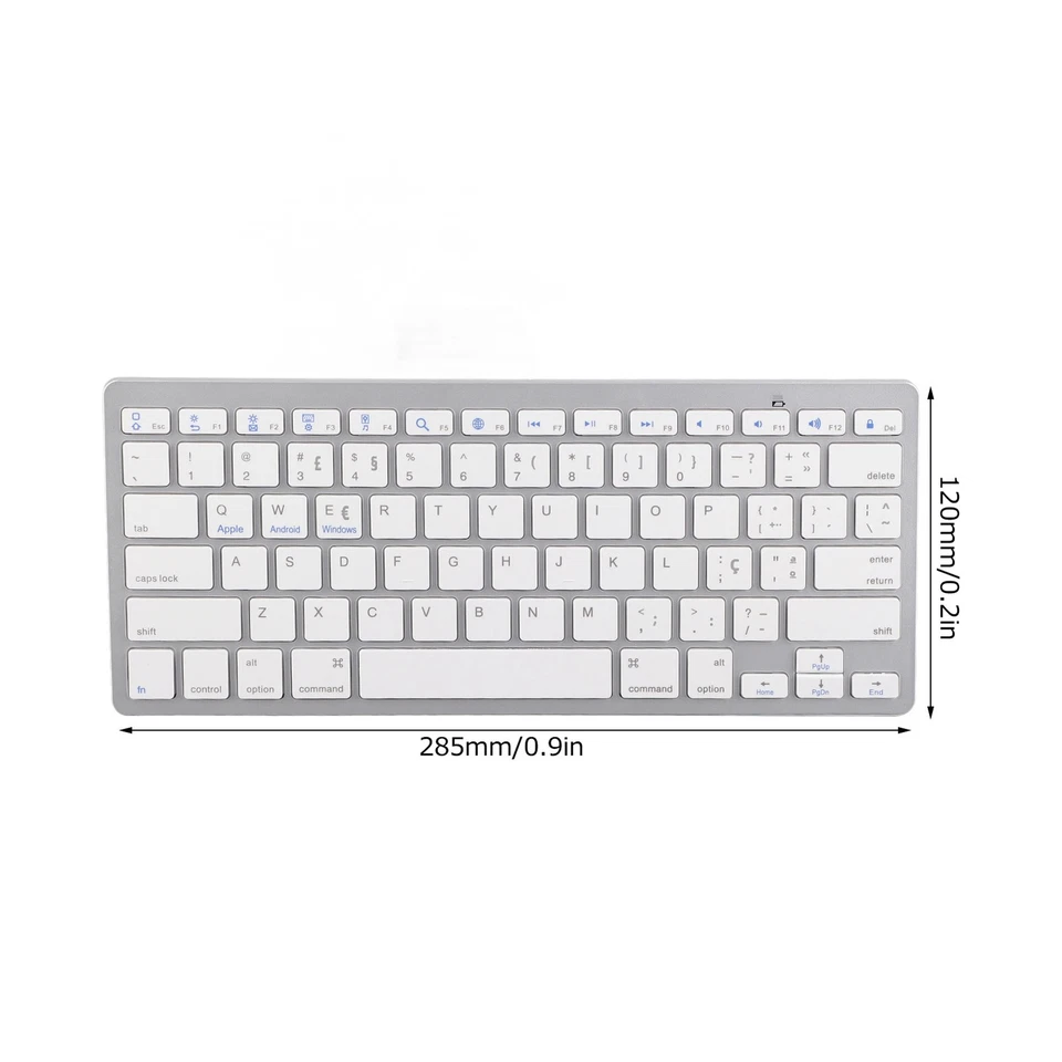 Portuguese Wireless Keyboard Mini 78 Keys Thin Portable White Compute - Image 4 of 4