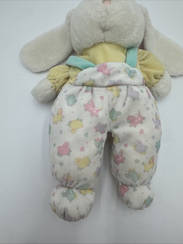 Vintage Eden Plush Stuffed Animal Velour Bunny Rabbit Pastel Overalls 14” C Dets - Picture 5 of 15