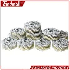 Findmall 3600Pcs 2" x 0.092" 15 Deg Round Head Collated Wire Coil Siding Nails